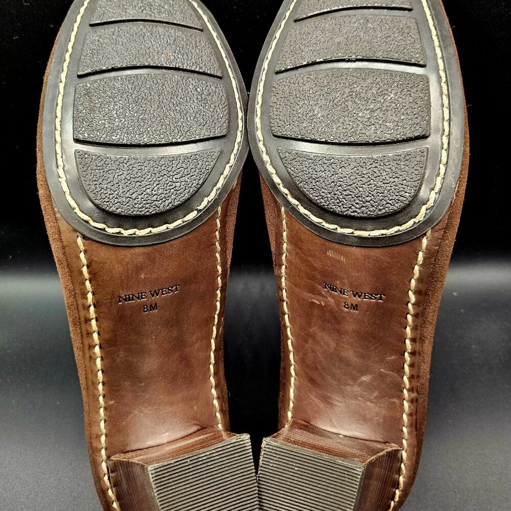 NINE WEST Classic Heeled Loafers, Size 8, Chocolate Brown, New - Picture 6 of 6